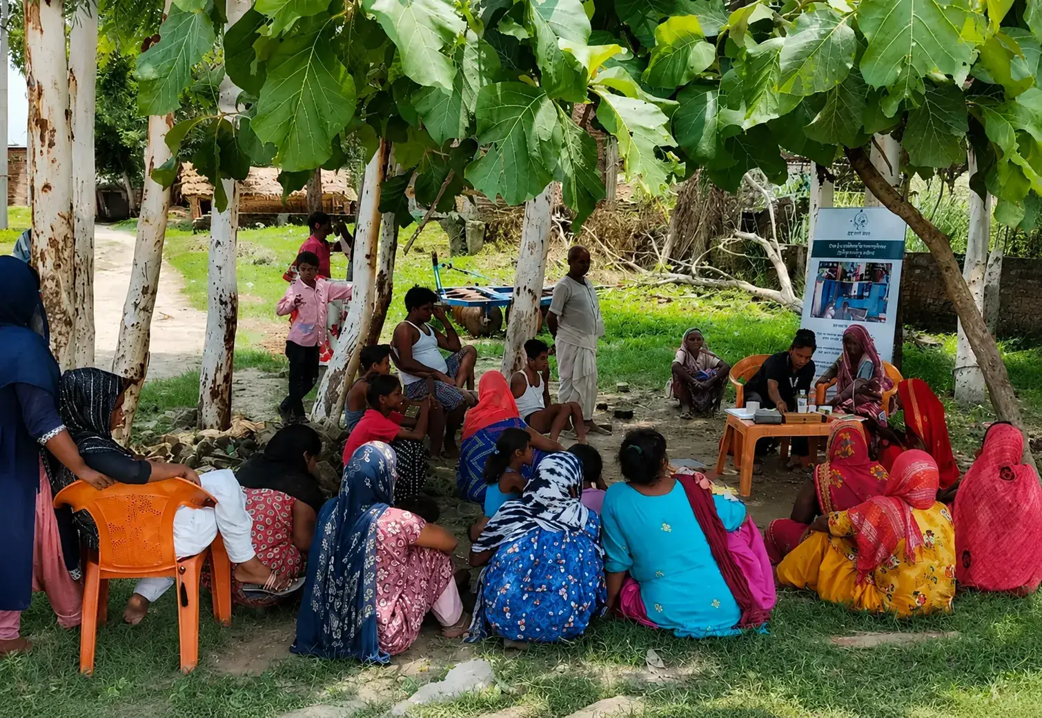 Villagers gathered at a DigiSwasthya health camp